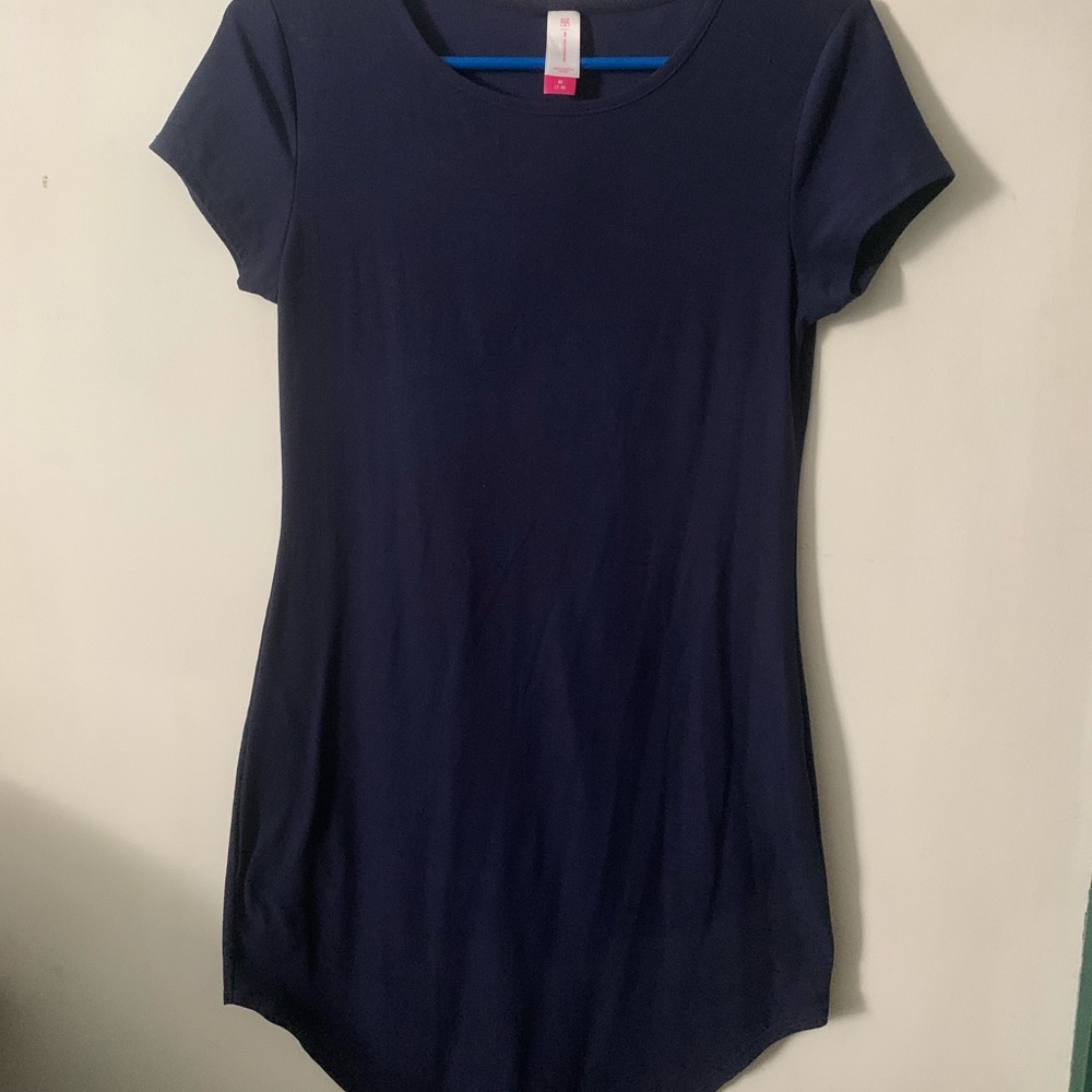 Scoop neck navy blue T-shirt dress